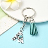 Alloy with Resin Imitation Synthetic Turquoise Keychain KEYC-YW00087-01-1