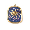 304 Stainless Steel Epoxy Resin with Natural Shell and Sequins Inside Pendants STAS-L026-17G-O04-1