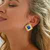 201 Stainless Steel Glass Stud Earrings XG9107-4-1