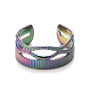 Ion Plating(IP) 304 Stainless Steel Oval Wrap Open Cuff Ring for Women RJEW-C025-30M-2
