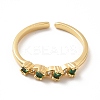 Cubic Zirconia Flat Round Open Cuff Ring RJEW-H101-05G-2