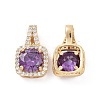Brass Micro Pave Cubic Zirconia Pendants KK-E068-VC428-1