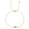 Simple Casual Brass & Natural Smoky Quartz Beads Braided Bracelets LM1536-4-1