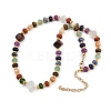 Natural Red Jasper & Red Agate & Quartz Crystal & Green Aventurine & Blue Spot Stone & Topaz Jade & Mahogany Obsidian & Tiger Eye & Synthetic Malachite Beaded Necklaces NJEW-B137-01-2