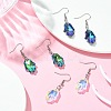 Hamsa Hand Glass Dangle Earrings EJEW-JE05326-2