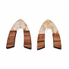 Transparent Resin & Walnut Wood Pendants RESI-N025-029-A01-1