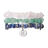 3Pcs 3 Styles Natural Green Aventurine & Rose Quartz & Lapis Lazuli Chips Stretch Bracelets Sets BJEW-JB11076-02-1