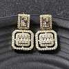 Brass Micro Pave Clear Cubic Zirconia Dangle Stud Earrings EJEW-G450-01G-3