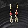 Leaf with Heart Brass Micro Pave Clear Cubic Zirconia Dangle Earrings EJEW-C155-01G-3