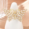 Butterfly Brass Micro Pave Colorful Cubic Zirconia Finger Rings for Women RJEW-G343-30G-02-2