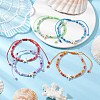 5Pcs 5 Colors Adjustable Glass Seed Beaded Anklets AJEW-AN00636-1