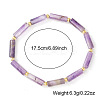 Natural Amethyst Column Beaded Stretch Bracelets with Brass Beads WH3970-4