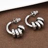 304 Stainless Steel C-Shaped Stud Earrings EJEW-K268-78P-3