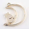 Rack Plating Alloy Kitten Open Back Bezel Pendants PALLOY-S047-38E-FF-2