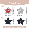 4Pcs 4 Styles Flower Imitation Leather & Rhinestone Ornament Accessories DIY-FH0007-09-2