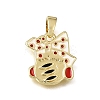 Brass with Red Enamel Charms KK-CBAA632-29G-1