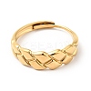 Ion Plating(IP) 304 Stainless Steel Textured Rhombus Adjustable Ring for Women LS-RJEW-I085-05G-2