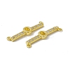 Rack Plating Brass Micro Pave Clear Cubic Zirconia Connector Charms KK-C007-37G-O-3