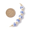 5Pcs 5 Colors Flower Printed Porcelian Round Beaded Connector Charms PALLOY-JF04161-3