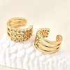 Brass Micro Pave Clear Cubic Zirconia Cuff Earrings EJEW-F370-38B-G-1