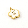 Golden Tone Stainless Steel Pave White Shell Letter Flower Charms PW-WGC5230-19-1