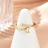 Oval Brass Micro Pave Clear Cubic Zirconia Open Cuff Rings for Women RJEW-G343-24G-2
