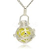 Silver Color Plated Brass Hollow Round Cage Pendants KK-J235-10S-1