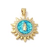 Rack Plating Brass Micro Pave Cubic Zirconia with Synthetic Opal Pendants KK-D088-27G-2
