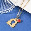304 Stainless Steel Glass Drill Birth Stone Constellation Pendant Necklaces LS-STAS-D305-08G-G-4