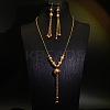 Alloy & Brass Round Beaded Tassel Pendant Necklaces & Hoop Earrings Sets FS-WGD59F5-02-1