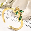 Rack Plating Brass Micro Pave Cubic Zirconia Cuff Finger Rings for Women RJEW-M028-25G-03-3