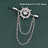 4Pcs Crystal Rhinestone Helm with Chains Tassel Lapel Pin JEWB-CA0001-38P-2