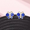 Butterfly Brass Micro Pave Clear Cubic Zirconia Stud Earrings EJEW-C173-01G-3