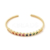 Colorful Cubic Zirconia Flat Round Open Cuff Bangle BJEW-M231-06G-2