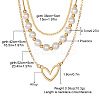 Heart Alloy & Plastic Imitation Pearl 3 Layer Necklaces for Women FS-WGA62EB-01-2