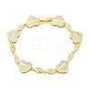 Heart & Horse Eye Brass Micro Pave Clear Cubic Zirconia Link Chain Bracelets for Women BJEW-G740-03G-4