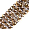 Electroplate Glass Beads Strands X-EGLA-Q128-04A-FP07-1