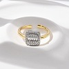 Brass Micro Pave Clear Cubic Zirconia Cuff Rings for Women RJEW-U041-09G-2