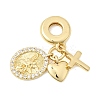 Brass Micro Pave Clear Cubic Zirconia European Dangle Charms KK-Z150-10G-1