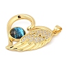 Brass Micro Pave Clear Cubic Zirconia with Glass Pendants KK-G524-01G-07-2