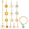 30Pcs 15 Style Flower Alloy Enamel Pendant Decorations HJEW-AB00578-1