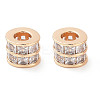 Brass Micro Pave Clear Cubic Zirconia Beads KK-U028-20G-2