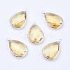 Silver Color Plated Brass Glass Teardrop Pendants GLAA-M006-A-18S-1