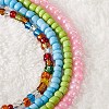 Sparkling Glass Seed Beads Stretch Anklets Set for Women AJEW-SW00002-3