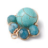 4Pcs 4 Styles Copper Wire Wrapped Natural & Synthetic Mixed Gemstone Faceted Beaded Pendants PALLOY-TA00168-01-5