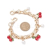 2Pcs Glass Flower & Fruit Bag Decorative Chains AJEW-BA00172-02-4