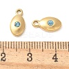 304 Stainless Steel with Rhinestone Charms STAS-Q345-15G-03-3