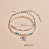 1Pc Starfish Alloy Charm Glass Seed Beaded Stretch Anklets and 1Pc Alloy Ball Chain Anklets FS-WGED47C-01-3