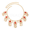 Alloy Cubic Zirconia Flower Tassel Bell Chain Belts for Women AJEW-D300-01G-2