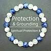 Round Natural Blue Spot Jasper & Synthetic Howlite & Glass Beads Stretch Bracelets for Girl Women FS-WGE0C43-11-1